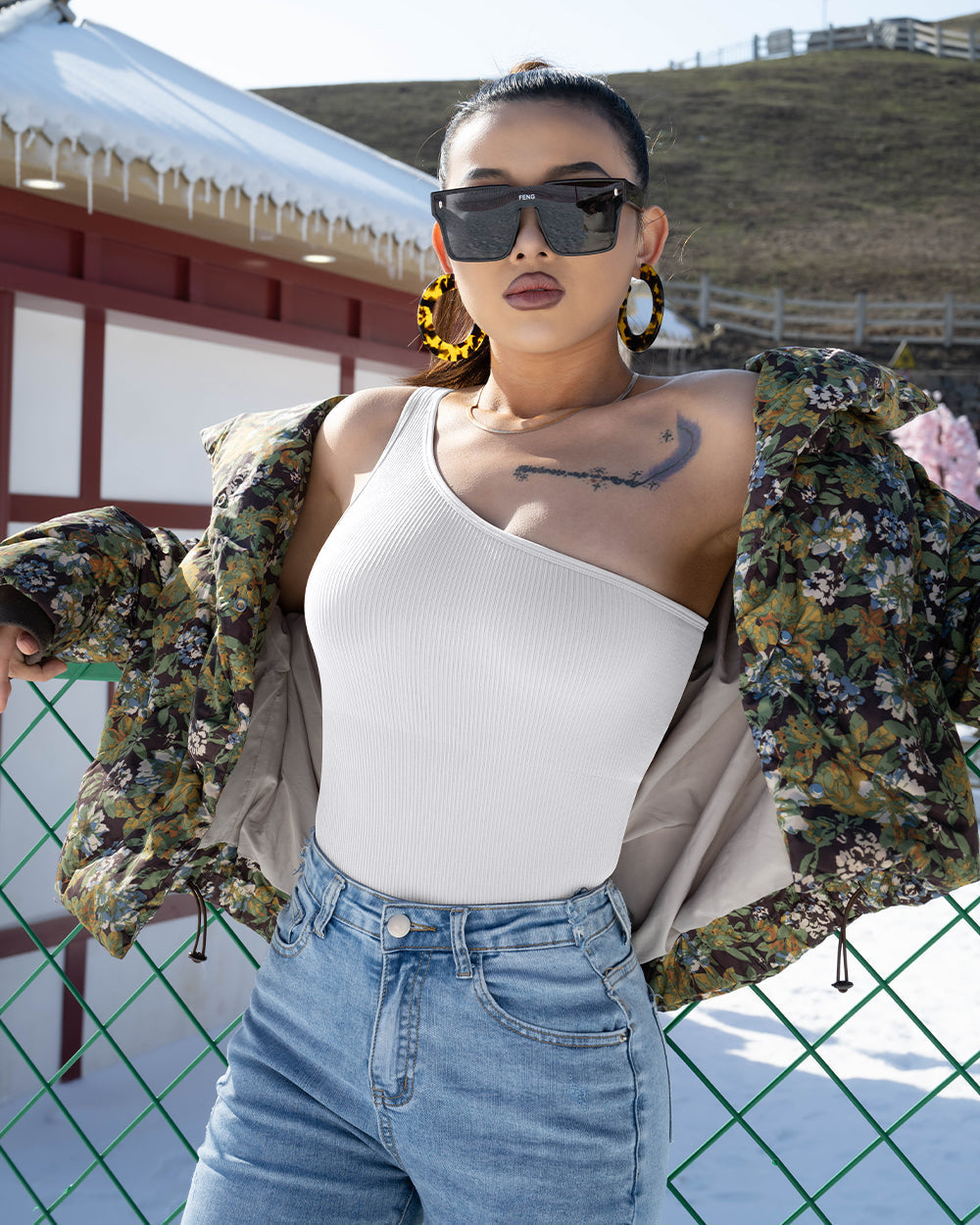 One Shoulder Sleeveless Bodysuits