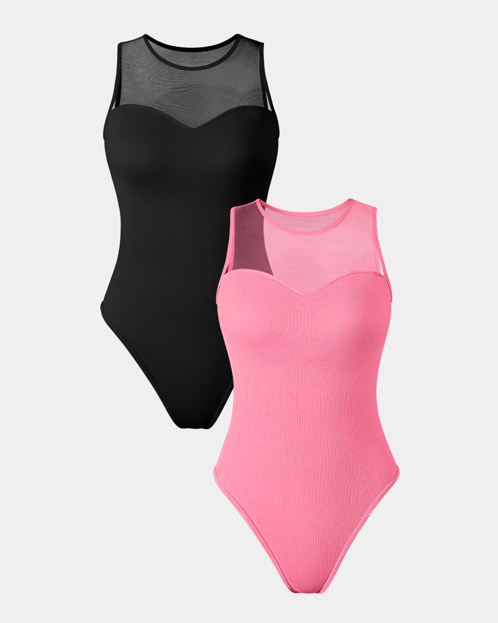 Crew Neck Mesh Bodysuits