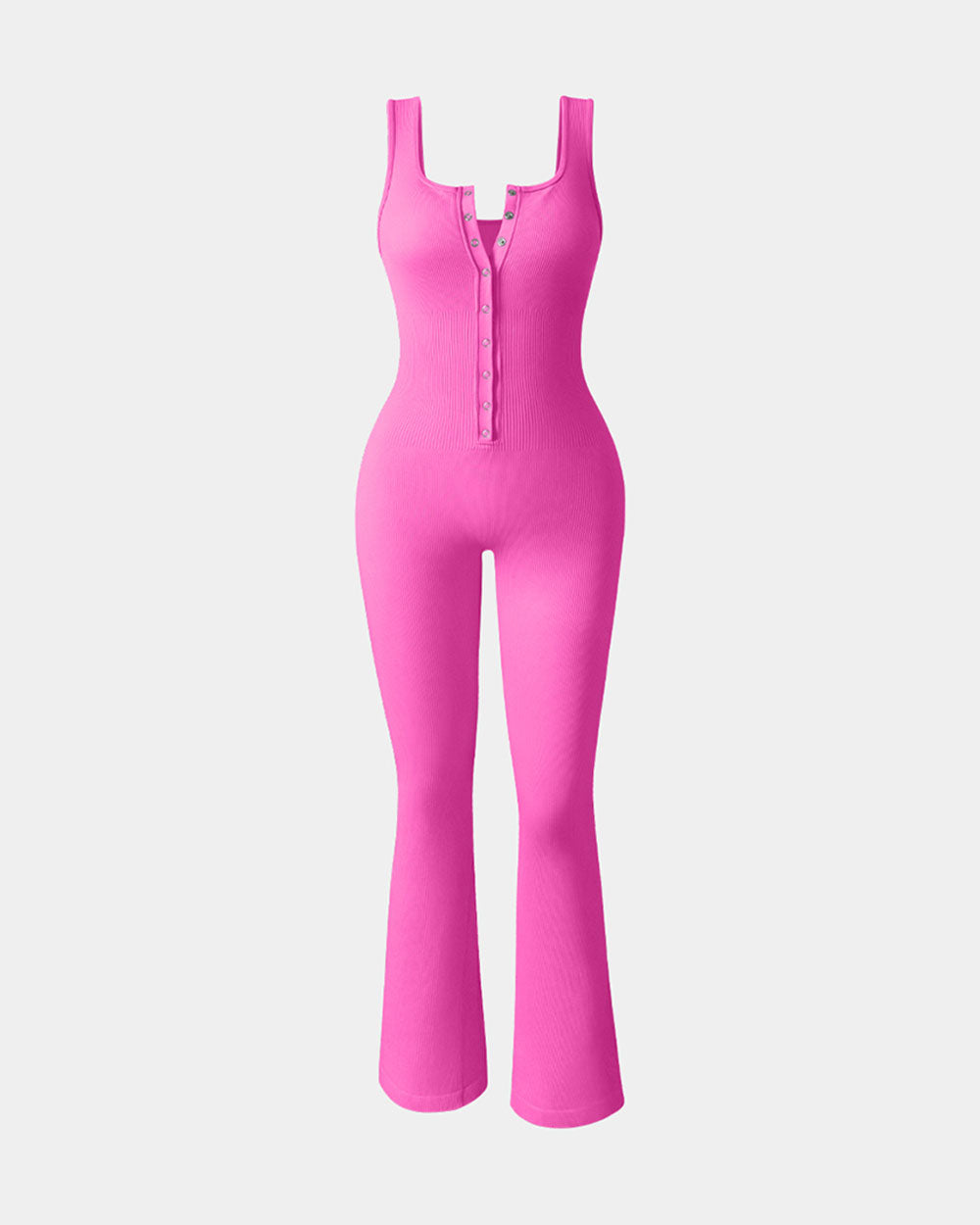 Ribbed Bell Bottoms Flare Jumpsuits