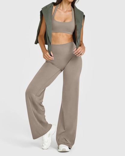 High Waist Stretch Casual Soft Straight Leg Bottoms