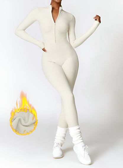 Aveline Thermal Jumpsuit – Long Sleeve Zip-Up One-Piece