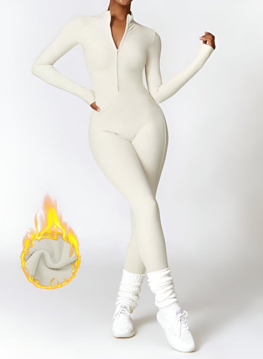 Aveline Thermal Jumpsuit – Long Sleeve Zip-Up One-Piece