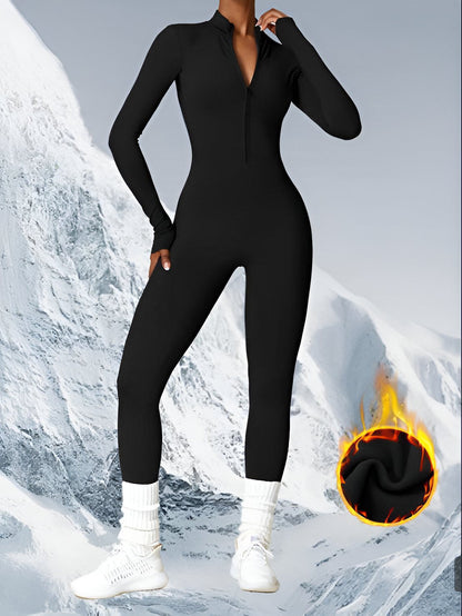 Aveline Thermal Jumpsuit – Long Sleeve Zip-Up One-Piece