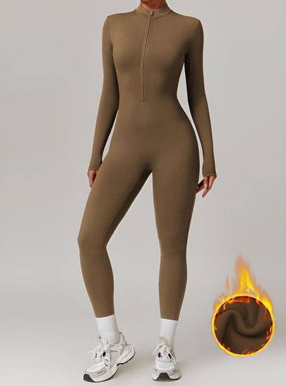 Aveline Thermal Jumpsuit – Long Sleeve Zip-Up One-Piece