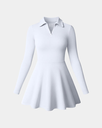 Long Sleeves Solid A-line Dress