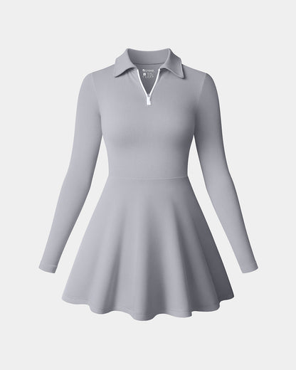 Long Sleeves Solid A-line Dress